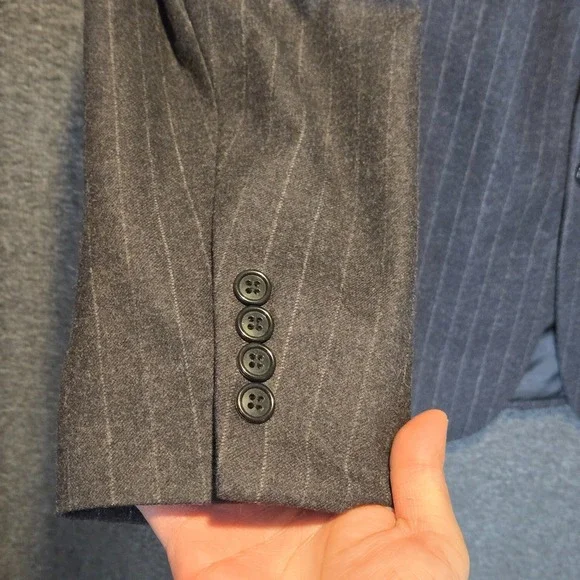 Brooks Brothers 346 Men's Size 46R Grey Pinstripe Wool Suit Pants 35 x 30
